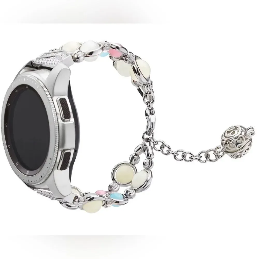 Luminous Beaded Bracelet Watchband SILVER 20mm SAMSUNG ANDROID NEW FANCY BANDS